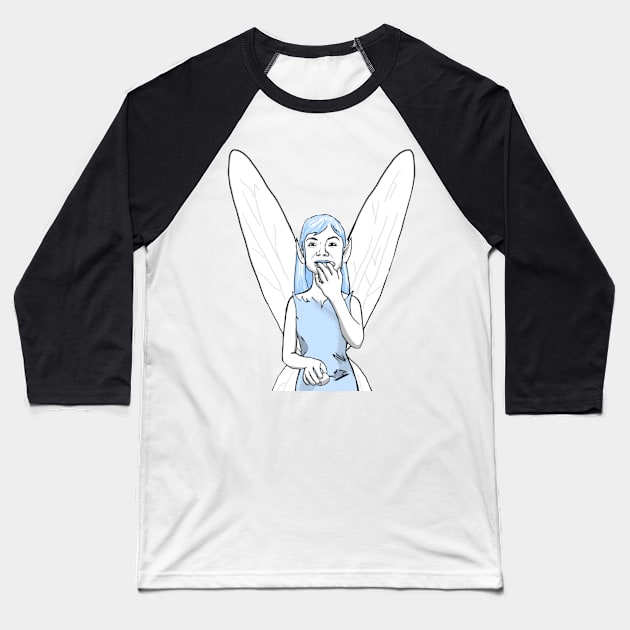 Blue Fairies Baseball T-Shirt by Elizabeths-Arts